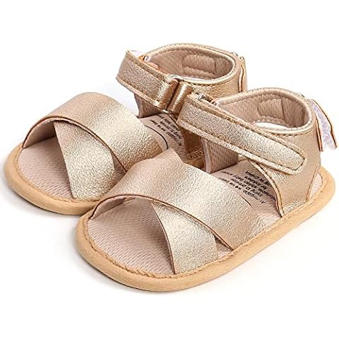 RTHOMR Premium Leather Baby Sandals, Toddler Sandals for Boys & Girls, Toddler Shoes, Baby Shoes, Soft-Sole Baby Shoes,Gold,M Cover