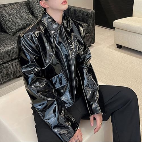 Chaqueta de cuero casual para ciclismo tipo bomber miniatura 6