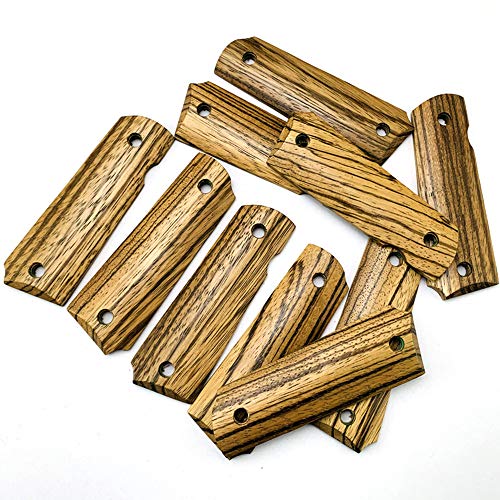 Aibote Natural Zebra Wood Full Size 1911 Handgun Gun Grips Pistol Knife Custom Diy Edc Handles Material Fits Most Commander,Standard & Government 1911 Models #TOP2