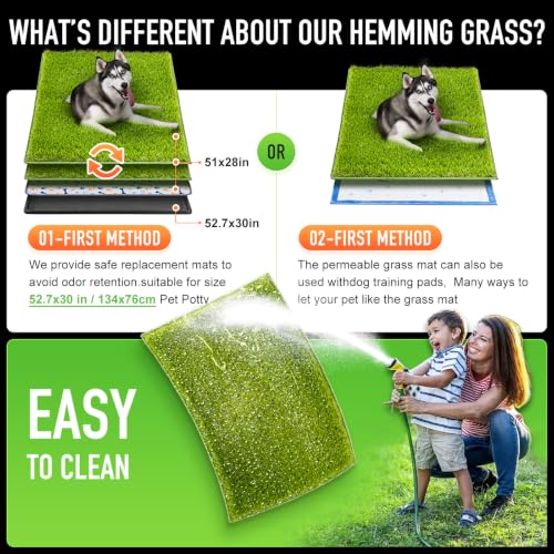 Image of Hompet Artificial Grass for Dogs, 51 inchx28 inch, Professional Dog Grass Mat, Easy to Clean with Drainage Holes, Potty Training Pad and Replacement Fake Grass Turf, Outdoor Rug Patio Lawn Decoration