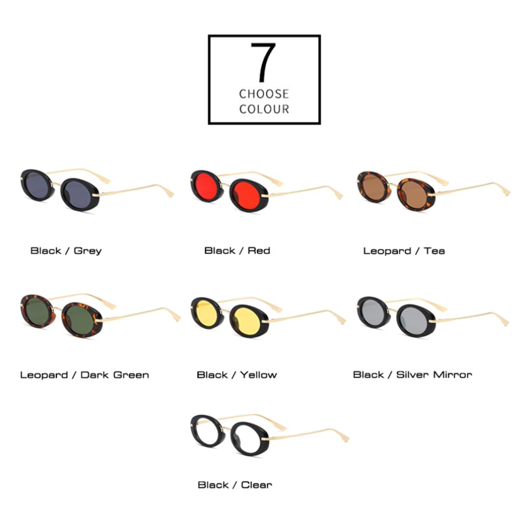 Occhiali da sole ovali stile punk retrò da uomo, occhiali da sole da donna alla moda con lenti trasparenti effetto oceano, protezione UV400, occhiali da sole di tendenza da uomo
