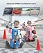 ELEMARA Drift Kart with Stepless Speed,12V Drifting Go Karts for Kids with Adjustable Seat,5 MPH Kids Go Kart with Music,Bluetooth,Light,Pennant,for Kid Age 6-14, Blue