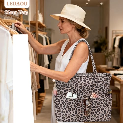 Image of LEDAOU Large Beach Bag Women Waterproof Sandproof Zipper Beach Tote Pool Bag for Swim Gym Grocery Travel with Wet Pocket