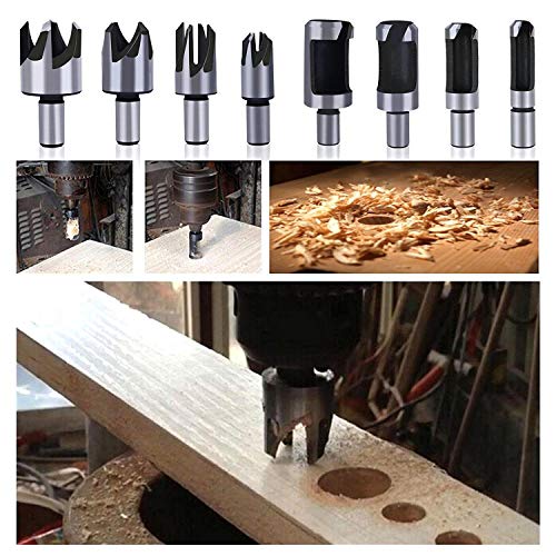 Rocaris 23-Pack Woodworking Chamfer Drilling Tool, 6Pcs 1/4" Hex 5 Flute 90 Degree Countersink Drill Bits, 7Pcs Three Pointed Countersink Drill Bit With L-Wrench, 8Pcs Wood Plug Cutter, And Automatic #TOP4
