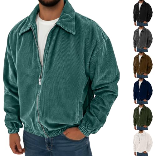 fartey Mens Corduroy Jacket Casual Collar Coat Full Zip Outwear with Pocket - image 1