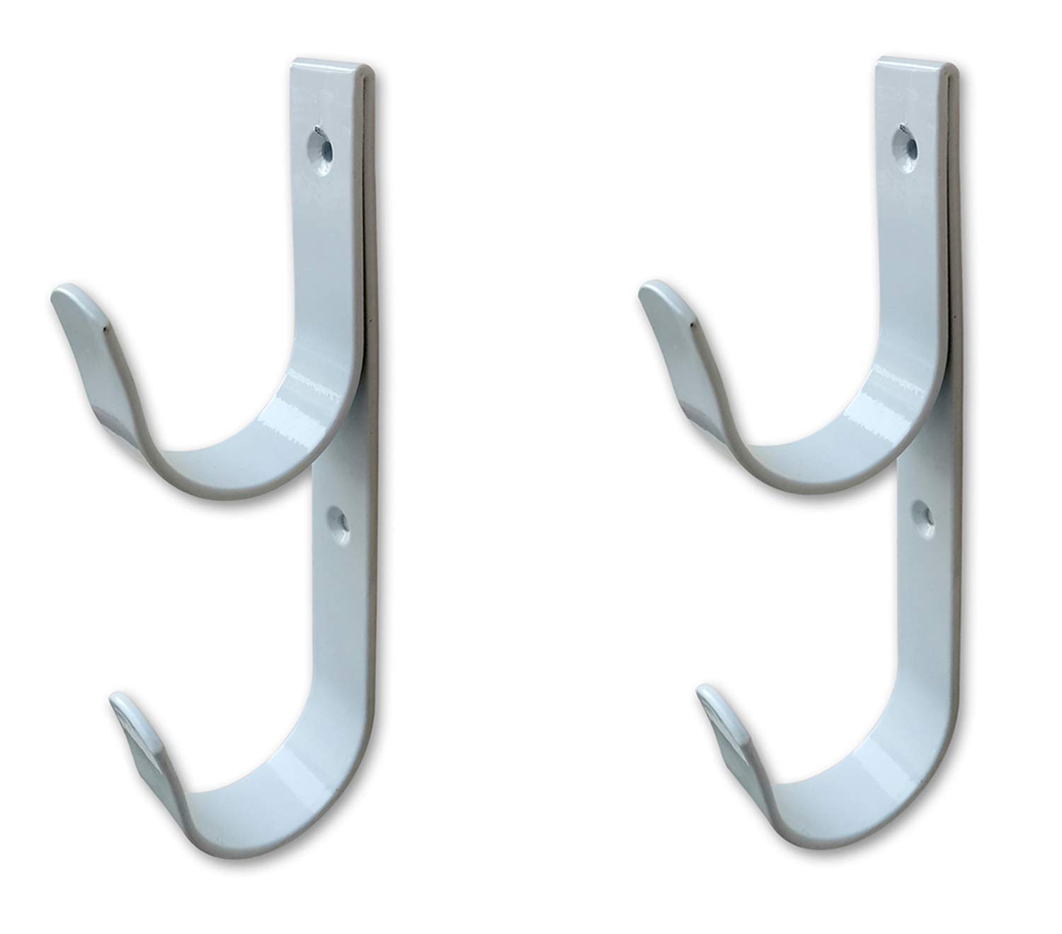 Juego de 2 perchas anchas para poste de piscina, resistentes ganchos de aluminio blanco con tornillos, ganchos perfectos para alberca, postes telescópicos, espumantes, equipo de jardín, etc.
