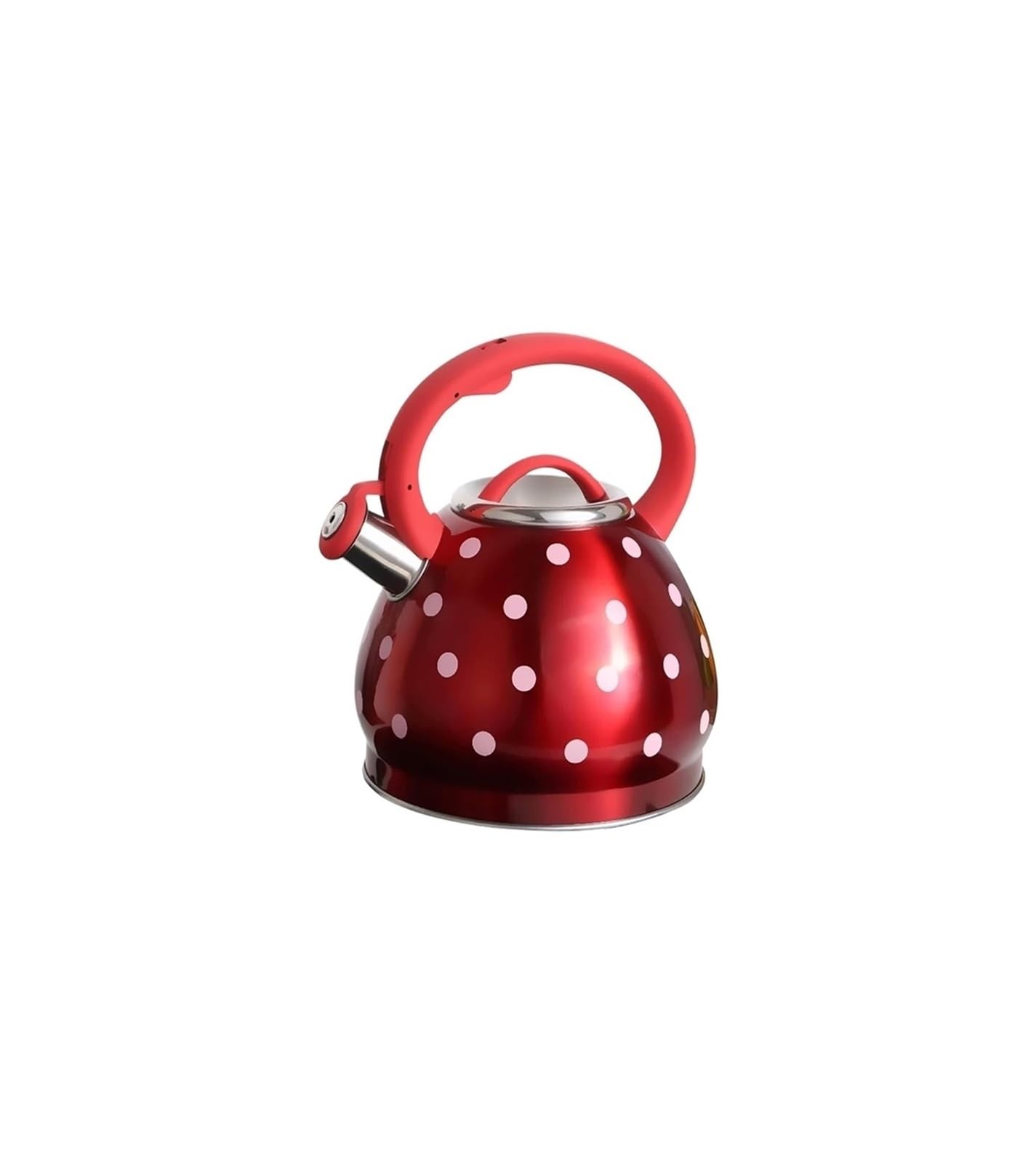 FGJsfhrDTU Red Polka Dot Teapot, 3L Stainless Steel Hot Water Kettle Tea Pot for Electric, Ceramic or Gas Stovetop
