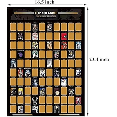 Buy 100 Anime Scratch Off Poster Top Anime Of All Time Bucket List Must See Anime Challenge Essential Anime Scratch Off Calendar Greatest Anime For Family To Watch 23 6 16 5