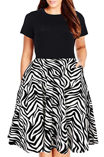 Image of Nemidor Women Plus Size Casual Dress Midi Flt Flare Pocket