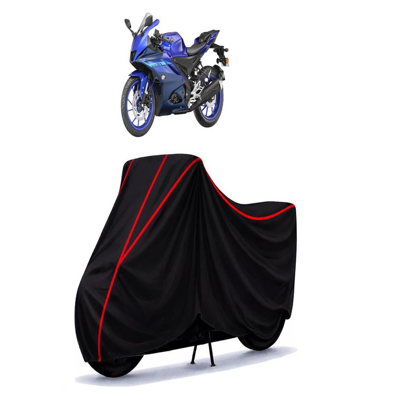 Image of R15 V4 Water Resistant Bike Cover for All Motorcycles & Scooters | Heavy Duty Premium Taffeta Fabric | UV Protection, Dustproof, Scratchproof | All Weather Two Wheeler Body Cover with Elastic Bottom