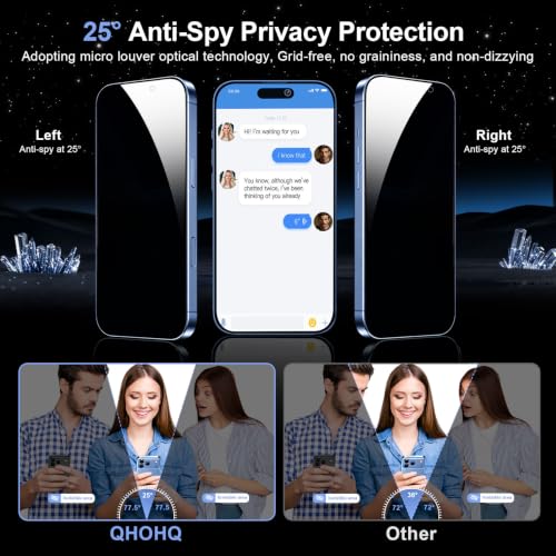 QHOHQ Sichtschutz für iPhone 18 Pro für Panzerglas, 9H+ Schutzfolie – Ansicht 3