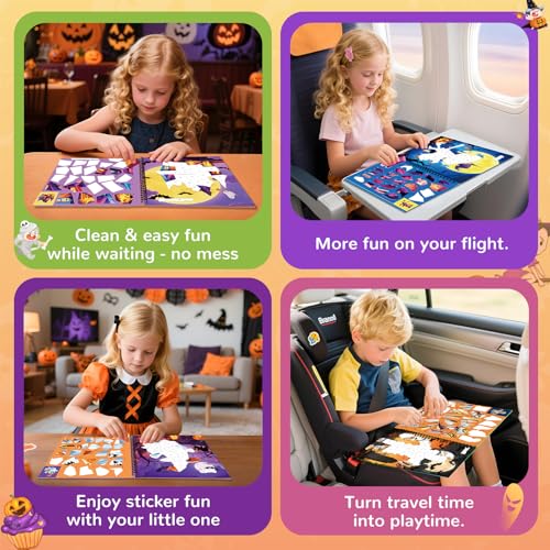 4pcs Halloween Stickerbuch FüR Kinder ab 4-8 Jahre,Stickern Nach Zahlen mit Geschichten… – Ansicht 4