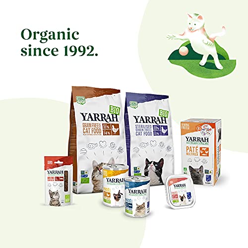 YARRAH Bio Katzenfutter trocken | weizenfrei | Hochwertiges Premium Trockenfutter für Katzen | Hoher Nährstoffanteil | Futter für Katzen jeden Alters mit Bio-Huhn und MSC Fisch, 2.4kg