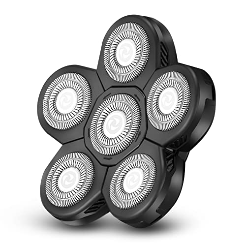 Roziapro Upgrade 6D Electric Shaver Replacement Head Freedom Head Shaver Replacement Blades Head Shavers for Bald Men Replaceable Head Waterproof Blades for Men 5 in 1 Replacement Blade Head(Gray)