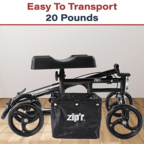 Zipr Coaster Medical Knee Scooter - Portable Knee Roller Scooter - Knee Walker Scooter With Removable Storage Bag - Steerable Knee Scooter Crutch - Ambidextrous Dual Braking Rolling Knee Scooter Cart #TOP4