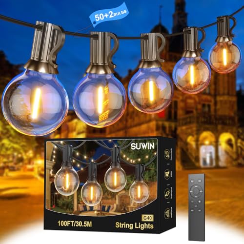 LED Lichterkette Außen 30M - Outdoor Lichterketten Glühbirnen mit 50+2 Dimmbar Birnen Wetterfest Warmweiß, Lichterkette Aussen Strom Mit...
