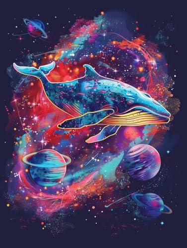 Cristal Painting pour Adultes Motif Baleine et Planète 50x70cm
