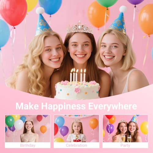 Birthday Tiara and Crown with Sash, Birthday Tiara for Women Party (Rose)
