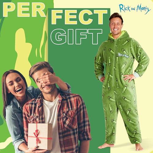 RICK AND MORTY Adult Onesie for Men and Teenagers - Hooded Fluffy Fleece Lounge Wear S-2XL - Gifts2
