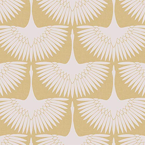 Tempaper x Genevieve Gorder Golden Hour Feather Flock Removable Peel and Stick Wallpaper, 20.5 in X 16.5 ft, Made in the USA by Tempaper - Used condition - US$18.43