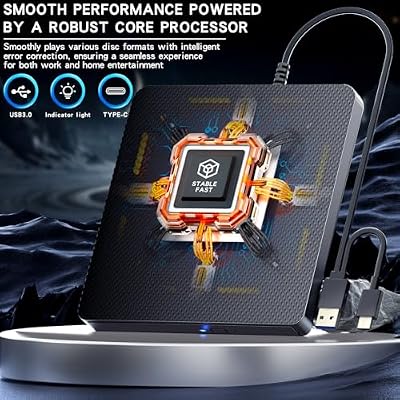 External Blu ray Drives Player Read/Write Compatible Bluray Burner USB 3.0 / Type-C BD DVD Burner Blu ray Player for pc, Windows 7-11 & Mac(Black)