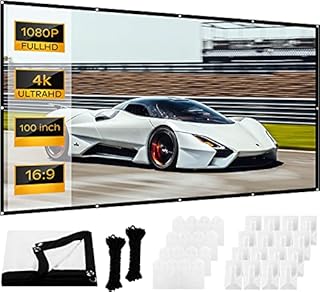 Outdoor Projector Screen, pixthink 4K Outdoor Movie Screen 16:9 Foldable & Anti-Crease Portable Video Projector Screen for Home, Party, Office, Classroom Support Front and Rear Projection (100 Inch)