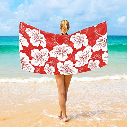 Watercolor Flowers Beach Towel | Quick-Dry Microfiber | Large 52x32 Inch Super Absorbent Towel