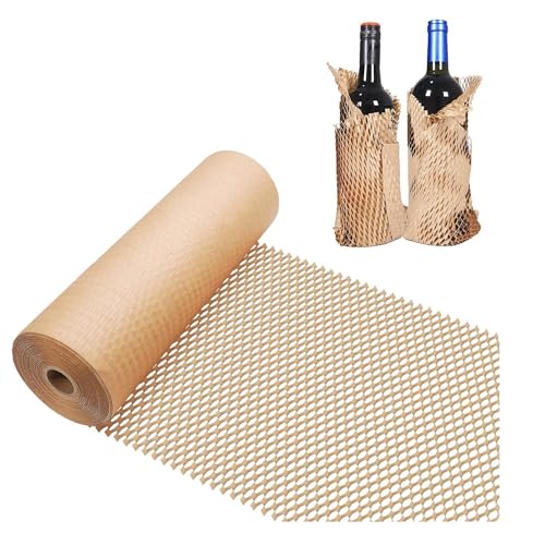 Purzen Verpackungs-Papier, Bienenwaben-Verpackungs-Papier Für Das Bewegen, Geschenk, Verpackungs-Versorgungsmaterialien Für Empfindliche Einzelteile, Breite 38CM,Braun,20M
