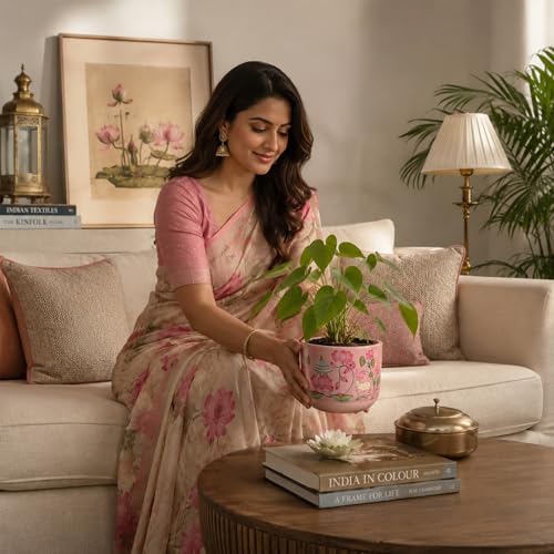 Image of Urban Plant Mahal 3D Handcrafted Terracotta Planter | Hand Painted Indian Art | Indoor Clay Pot for Living Room | Artisan Decorative Flower Pot | Drainage Hole | 4.5 Inch
