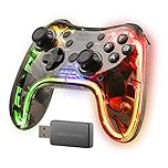 Mars Gaming MGP-24, Gamepad Wireless 2.4GPRO, Design Traslucido Neon RGB, Doppia Vibrazione Aptica, Joystick Analogici, Controller per PC, PS3, PS4, XBOX360, Raspberry Pi, Mac, Android, Trasparente