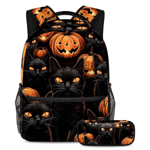 Sac à dos d'école chat C grande capacité avec trousse ado fille