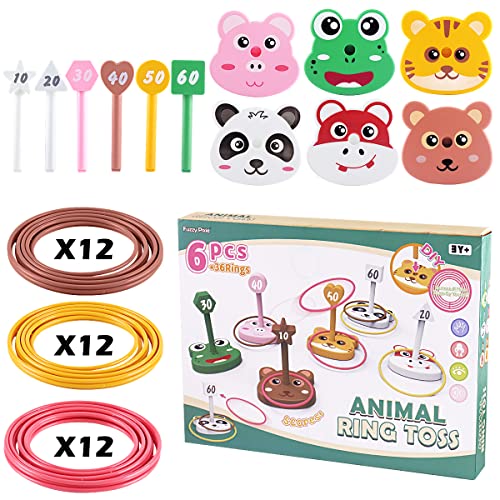 Animal Ring Toss Game For Kids, 6 Targets Stands & 36 Rings Combo Set, Indoor Outdoor Halloween Party Yard Family Adults Activity, Holiday Birthday Gift For Boys Girls Child Ages 3+ #TOP1