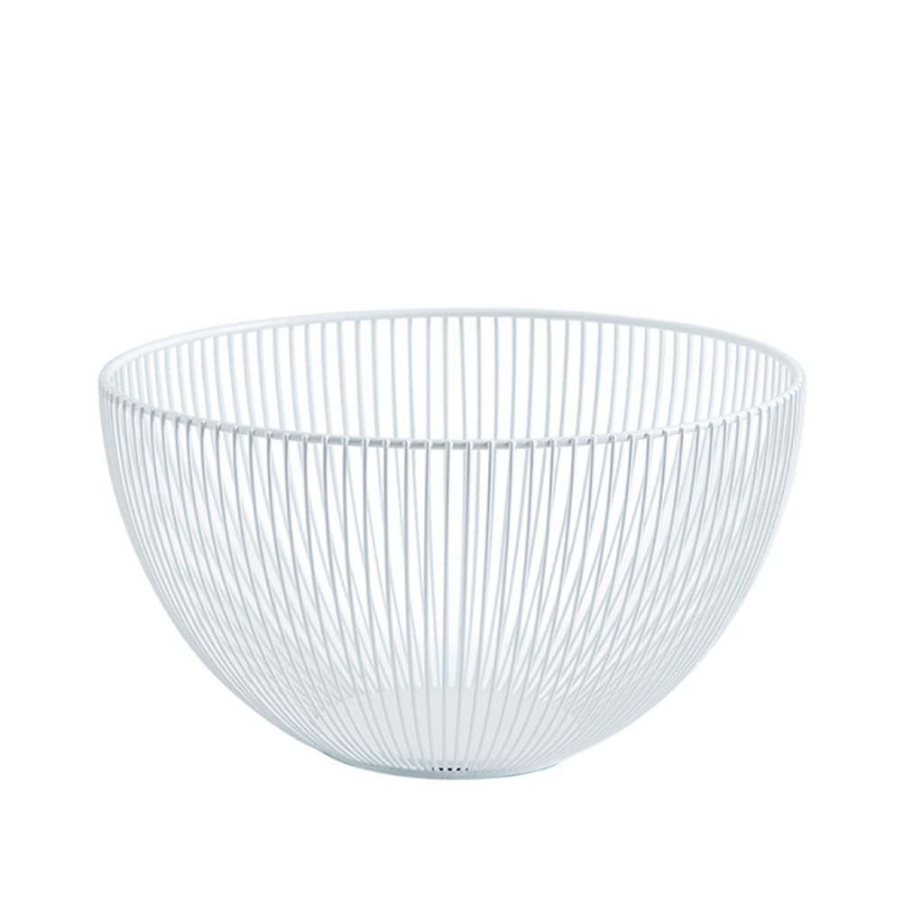 NORHOR Metal Fruit Basket, Iron Wire Fruit Basket, Fruit Bowls, Fruit and Vegetable Storage Basket with Wave Shape Design for Kitchen- Decorative Countertop Centerpiece (White straight)