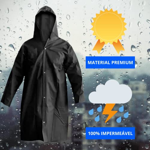 Kit 2 Capas de Chuva PVC com Forro Respiravel Reforçada Unissex com Capuz Botão para Obra Profission
