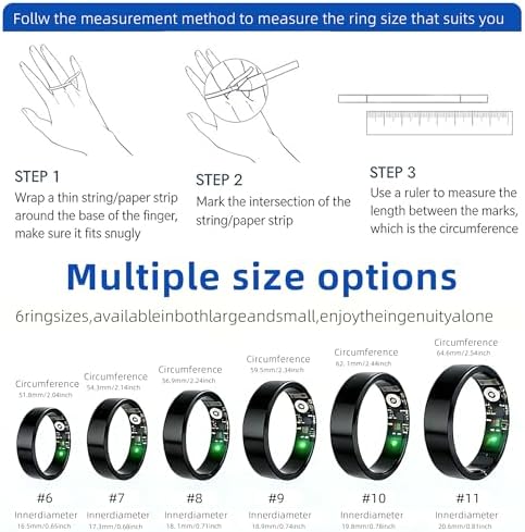 TYUIOL Smart Ring for Women Men,Fitness Tracker Ring with Heart Rate, Sleep Monitoring, Blood Oxygen, Step Counting for iOS and Android, No Subscription Fee, Waterproof (Silver,10)