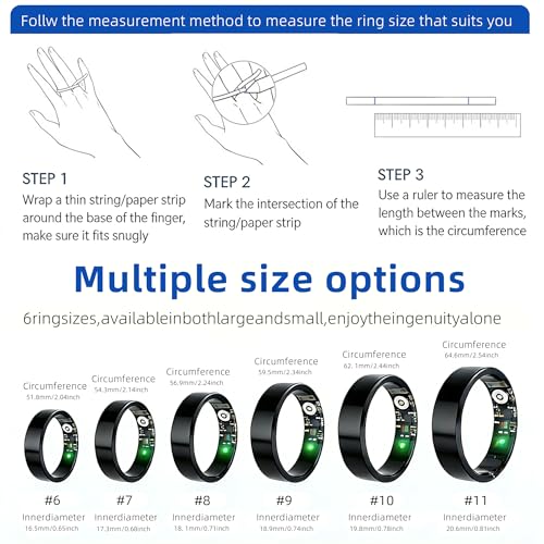 TYUIOL Smart Ring for Women Men,Fitness Tracker Ring with Heart Rate, Sleep Monitoring, Blood Oxygen, Step Counting for iOS and Android, No Subscription Fee, Waterproof（Black,7） by TYUIOL - Used condition - Image 2