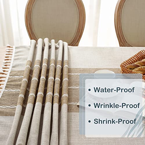 Laolitou Rustic Tablecloth Cotton Linen Waterproof Tablecloths Burlap Table Cloths For Kitchen Dining Cloth Table Cloth For Rectangle Tables Coffee Lines Rectangle,55''X70'',4-6 Seats #TOP3