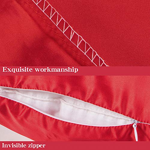 NTBAY 2 Pack Zippered Satin Pillow Cases for Hair and Skin Luxury King Hidden Zipper Pillowcases Set of 2, 50x90 cm, Red - Image 3
