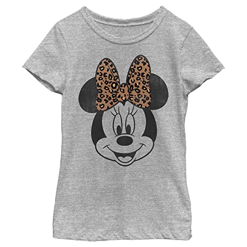 Fifth Sun Disney Characters Modern Minnie Face Leopard Girl's Heather Crew Tee