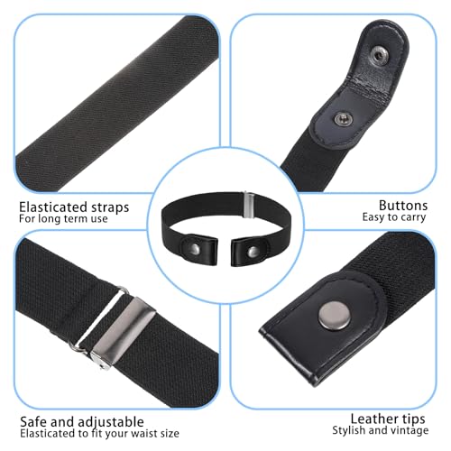 5 PCS No Buckle Stretch Belt, Elastic Waist Belt, Stretch Invisible Belts for Women Men Jeans Pants, No Bulge4