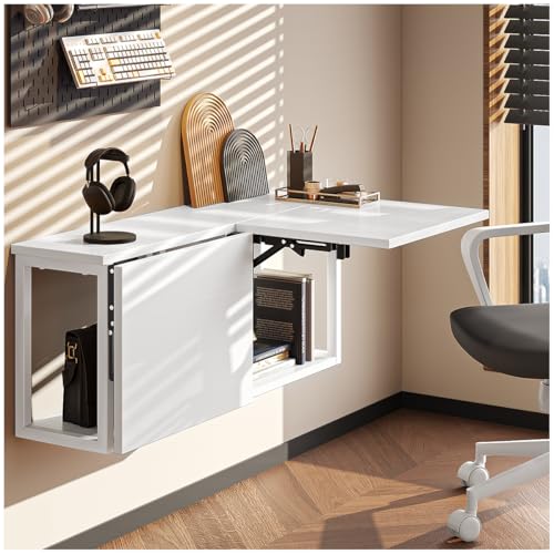 Catálogo para Comprar On-line Escritorio Estudiantil los mejores 5. 44 SIMPLE HOGAR Escritorio Flotante,Escritorio Plegable Pared,Escritorio de Pared,Escritorio Flotante con Estante de Almacenamiento,2 Piezas. (Blanco, 42 * 52 CM)
