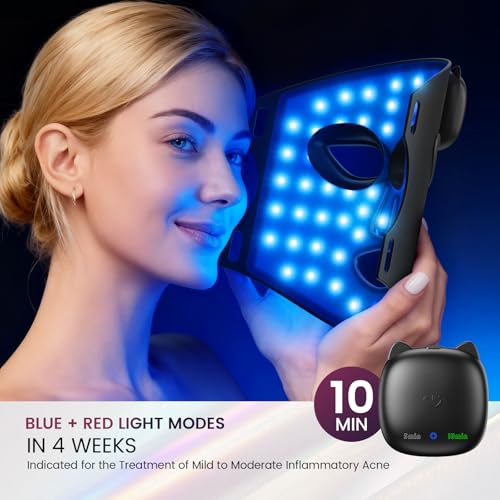 Image of FDA Cleared Red Light Therapy Mask for Face, RB-008J LED Light Therapy Mask with Infrared /Blue /Red+Blue Modes for Wrinkles & Mild to Moderate Acne, Home-Use LED Face Mask