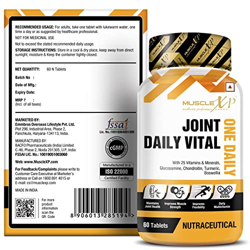 Image of MuscleXP MultiVitamin Joint One Daily Vital with Glucosamine, Chondroitin, Curcumin 95% - 60 Tablets - Pack Of 2