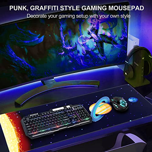 Qizlar Extended Gaming Mouse Pad (800mm x 300mm x 3mm) Extra Large Gaming Mouse Mat for Gamer, Waterproof Office Desktop Mat (Planets) - Image 3