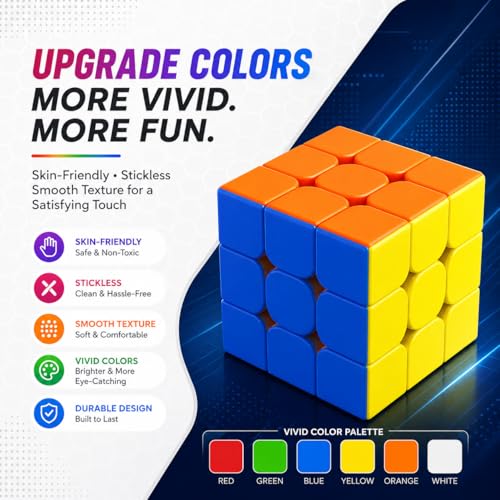 Image of D-fix 3x3 Sticker Less | Beginner Speed Cube for Kids Boys Girls Above 3 4 5 6 Years Old & Above | Magic Puzzle Toy | Durable & Smooth Cube with Anti-Pop Design