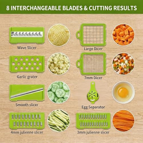 14-in-1 Vegetable Chopper with Container & Dicer | Onion & Salad Chopper, Mandoline Slicer, Cheese Grater & Veg Cutter | Kitchen Gadgets 2026 - Image 4