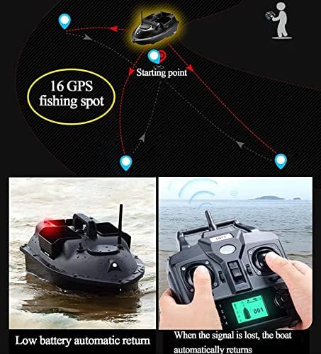 Bateau amorceur radiocommandé avec GPS, sondeur, Double Moteur, portée de 500 m, 3 catapultes de Protection pour appâts et 16 repères de localisation pour la pêche à la Carpe.