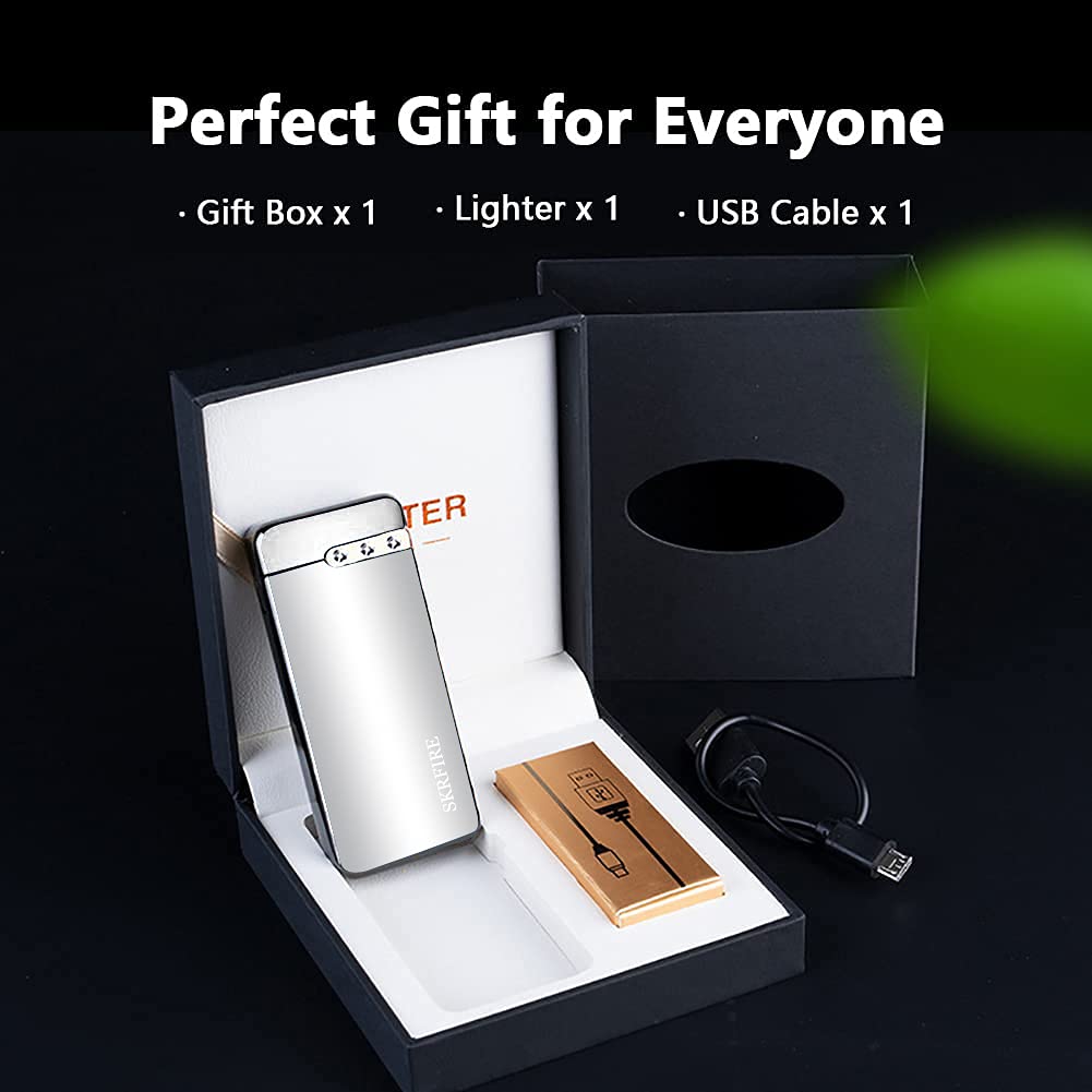 Accendino elettrico antivento ricaricabile USB al plasma fiamma accendino con indicatore di batteria, design opaco, ideale per campeggio, barbecue e uso esterno – Funzione 2 in 1