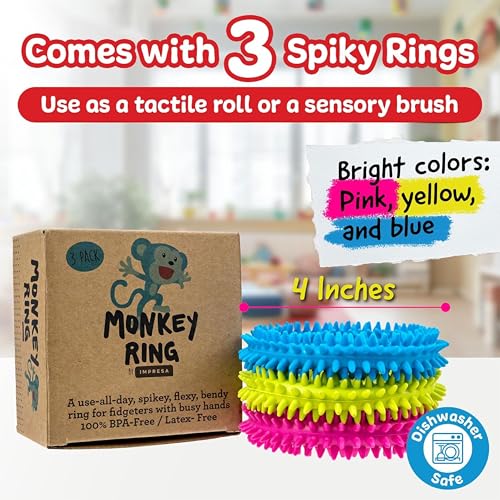 Impresa Fidget Toys Spiky Sensory Rings - 3-Pack, 2-Inch Inner / 4-Inch Outer - Sensory Toys & Classroom Prizes, Fidget Bracelet for Kids & Adults - Image 7