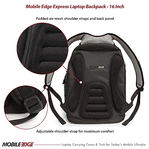 Mobile Edge Express 2.0 Laptop Backpack for Men and Women, Compatible with PC and Mac Laptops 16-17 Inch, Travel Work Business Computer Bag, MEBPE22, Black with Silver Trim 5